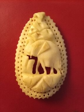Vintage Bone Carved Elephant Pendant